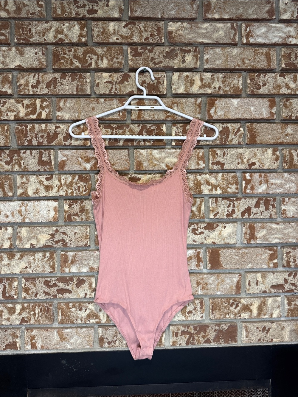 Blush Pink Lace-Trim Bodysuit